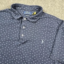 Polo Ralph Lauren Shirt Mens 2XL Blue Custom Slim Fit Triangles Golf Prep Cotton