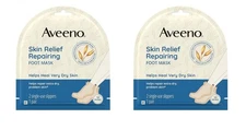 Aveeno Skin Relief Repairing Foot Mask w/ Triple Prebiotic Oat & Shea Butter 2PK