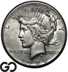 1928 Peace Dollar *Key Date, Series Low Mintage* Choice AU