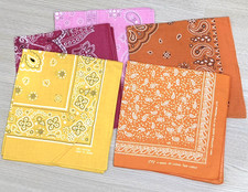 Vtg Japanese Bandana Handkerchief Multi Lot 5 pcs square Paisley Made in Japan