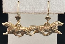14k Yellow Gold Dog Golden Retriever Lab Earrings Wire E14