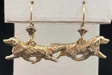 14k Yellow Gold Dog Golden Retriever Lab Earrings Wire E14