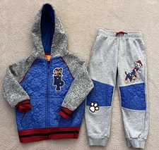 Nickelodeon Paw Patrol Little Boy Size 5 Fleece Jacket Hoodie Pants 2 Pc Set EUC