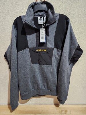 NEW $80 ADIDAS ORIGINALS MENS ADVANTAGE FIELD HALF ZIP HEATHER GRAY SMALL