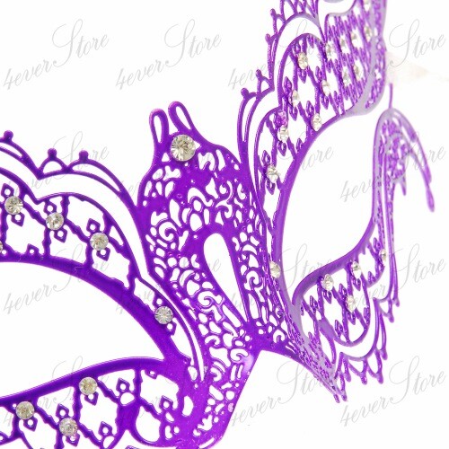 Lila Laser geschnitten Metall Damen Karneval venezianische Maskerade Maske M7119C - Bild 4 von 4
