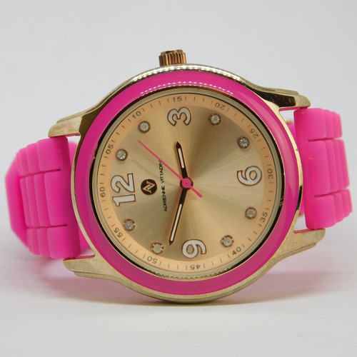 ADRIENNE VITTADINI AD9857 Pink Tone Quartz Analog Women's Watch New Battery