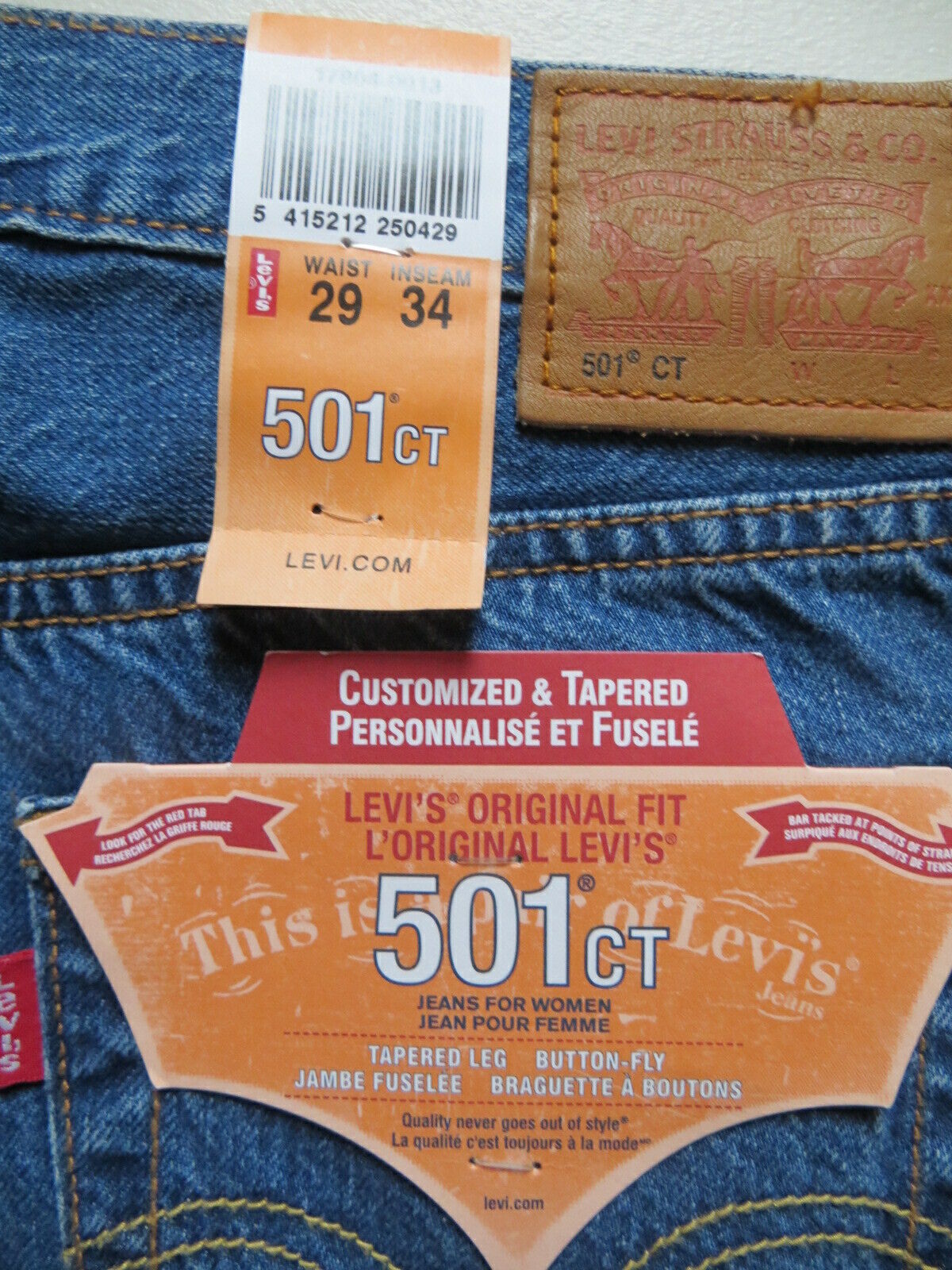 Levis 501 CT Jeans Hose, W 29 L 34 (W 32 L 30), NEU CUSTOMIZED TAPERED 