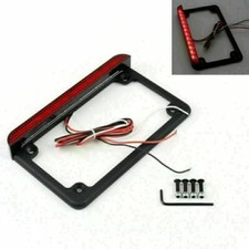 Universal Motorcycle 6" LED License Plate Frame With LED Tail Brake Light Blk T9