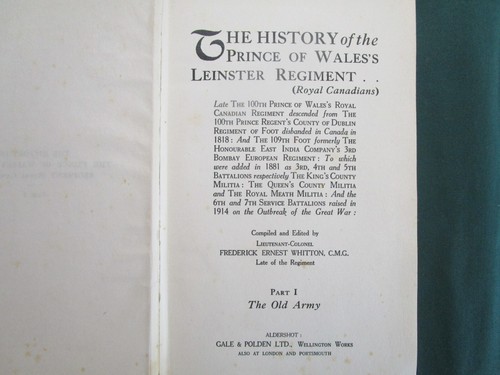 History of Prince of Wales's Leinster Regt (Royal Canadians) Vol I - Whitton - Picture 3 of 11
