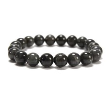 Natural Black Labradorite Smooth Round Beaded Bracelet Size 8mm 10mm 7.5''Length