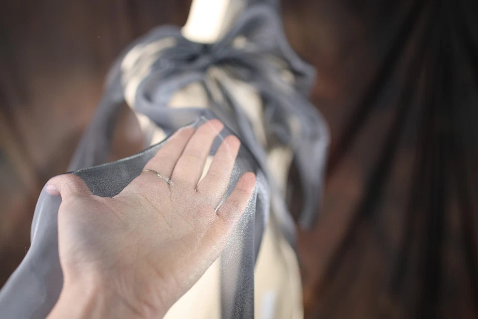 Black Crystal Sheer Organza Fabric By the Yard 200 - Image 4 of 4