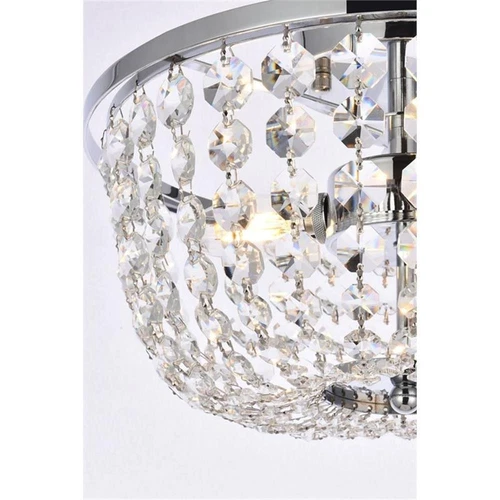Elegant Lighting Cora 13" Iron and Crystal Flush Mount in Chrome - Picture 5 of 7