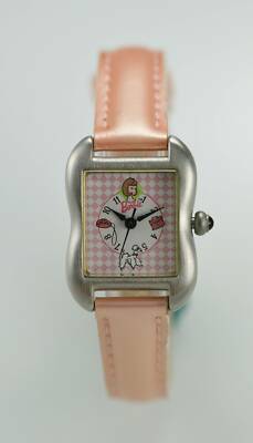 Barbie Watch Women Silver Stainless Peach Leather Water Resist Pink White Quartz
