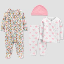 Carter's Just One You Baby Girls' 4pc Animal Print Pajama Set Pink/Off-White 6M