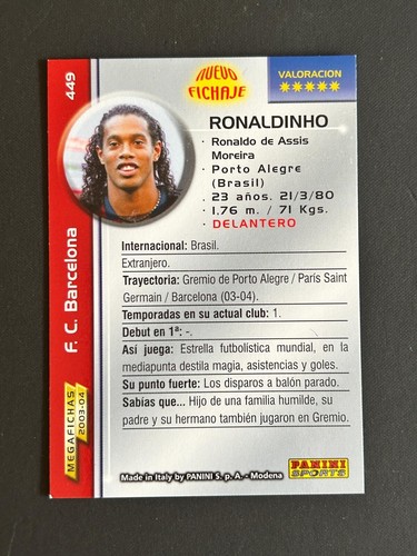MEGAFICHAS 2003/04 RONALDINHO #449 ROOKIE CARD BARCELONA - Imagen 2 de 2