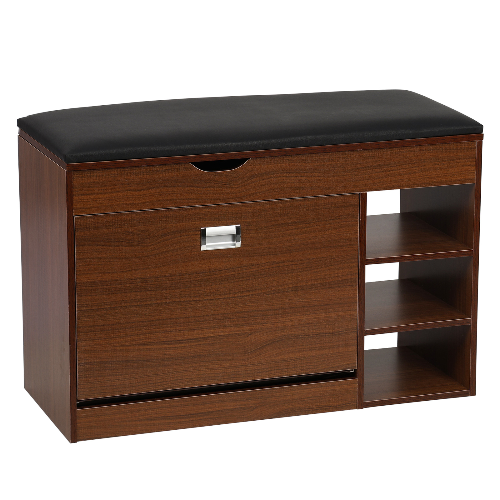 3-Tier Shoe Rack Bench with Storage Seat Cushion-image