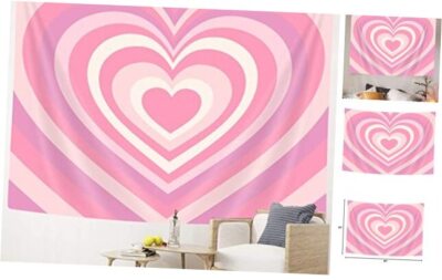  Cute Pink Aesthetic Tapestry For Bedroom, Girl Pink Red Heart 80X60 pink