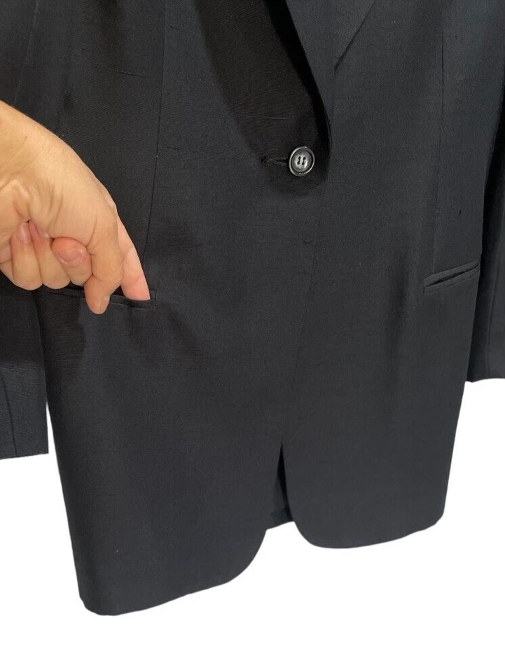 Блейзер Diane Gilman 100% шелк черный на одной пуговице с вырезом на лацкане размер 6 - Изображение 2 из 4