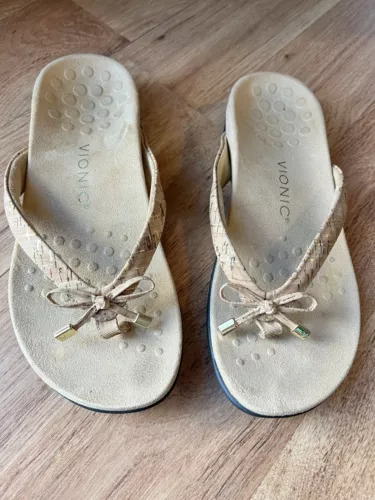 Vionic Shoes Womens 8.5 Bella Rest Sandals Cork Toe Post Thong Orthotic Comfort