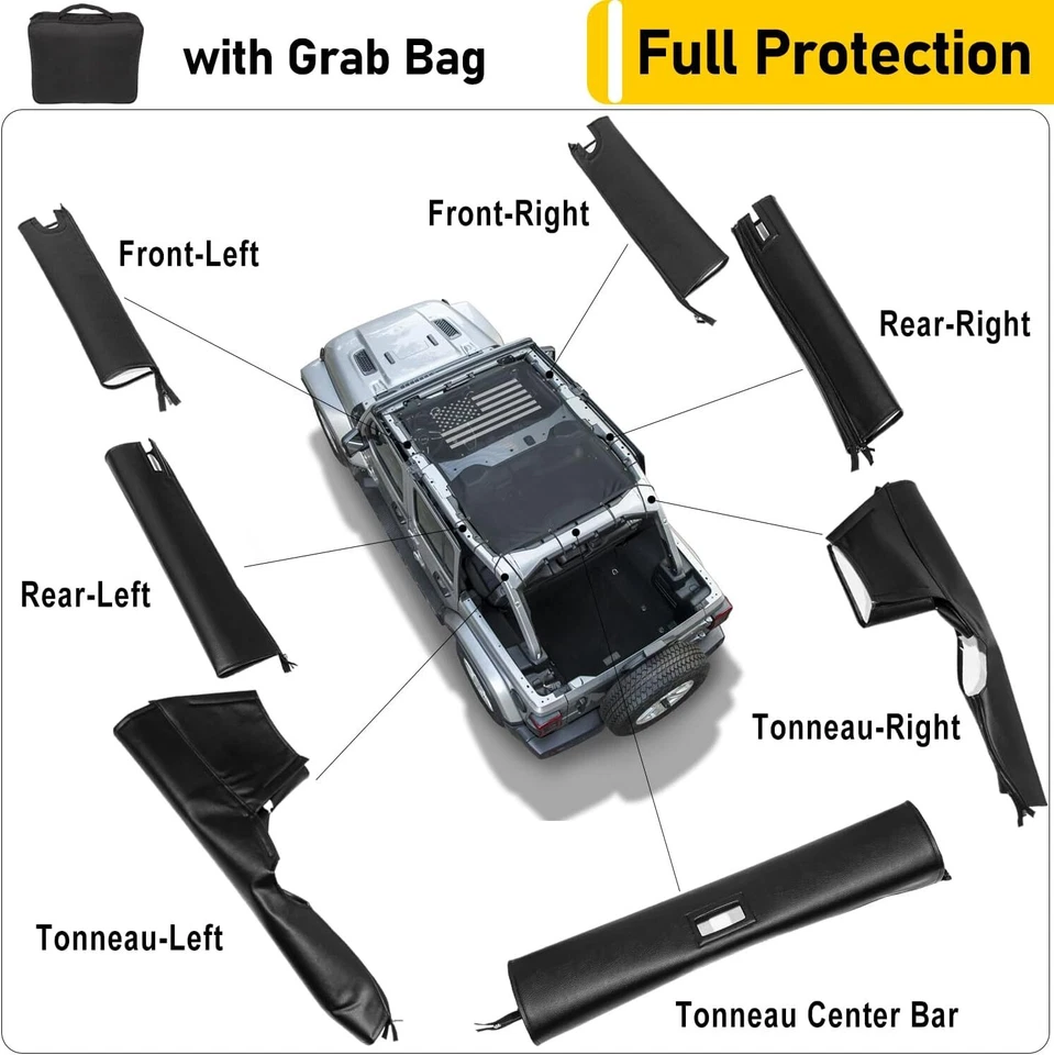 Roll Bar Cover Padding Leather For 2018-2024 Jeep Wrangler JLU Sahara Rubicon - Photo 3/4