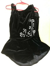 Sharene black velvet ice skating dress girl Extra Small 4-6 crystals