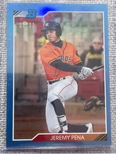JEREMY PENA 2020 Bowman Heritage Chrome BLUE Refractor / 99 ASTROS RC ROOKIE
