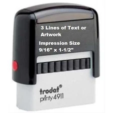  Trodat 4911 - 3 Lines of Text or Artwork - Custom Rubber Self-Inking Stamp -