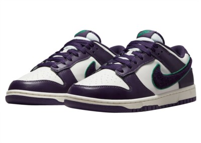 Nike Dunk Low Chenille Swoosh Sneakers - 10 Nike Dunk Low Chenille Swoosh Black Grey Fog | eBay main image 2