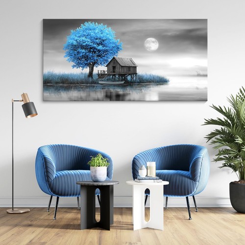JEAWA Large Canvas Wall Art Decor - Blue Gray Wall Art for Living Room Home O... - Picture 4 of 6