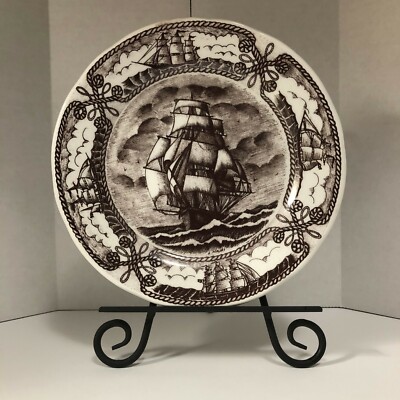 Old Sail Vessels~An Attractive 8'' Decorator Plate ~ Made In Italy
