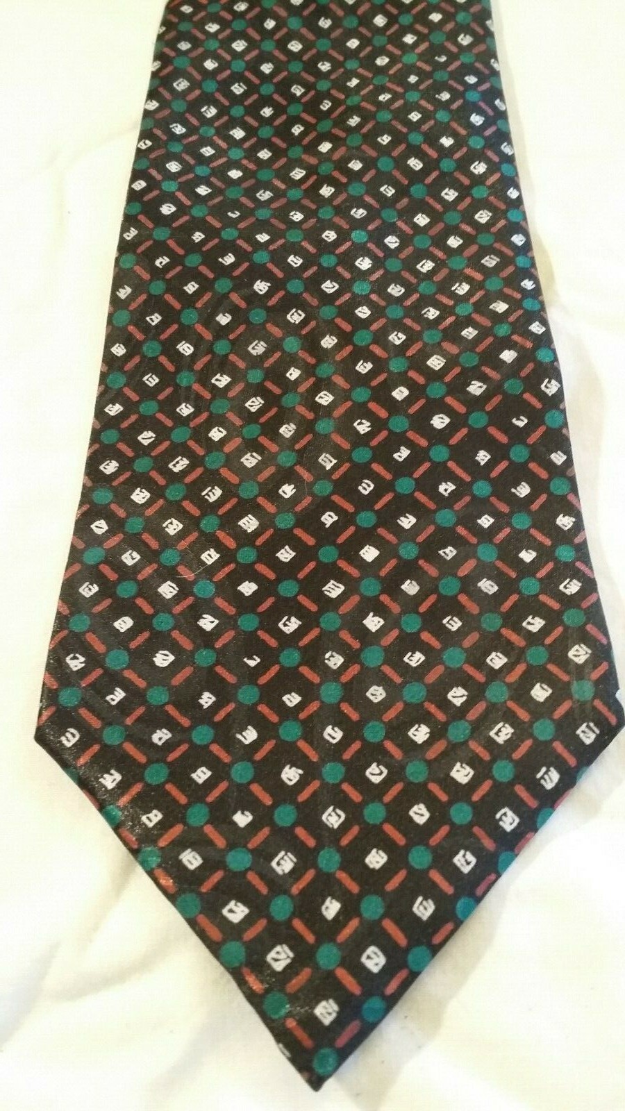 Men's Christian Dior Black Multi-color Geometric 100percent Silk Tie VTG NWOT RARE image 2
