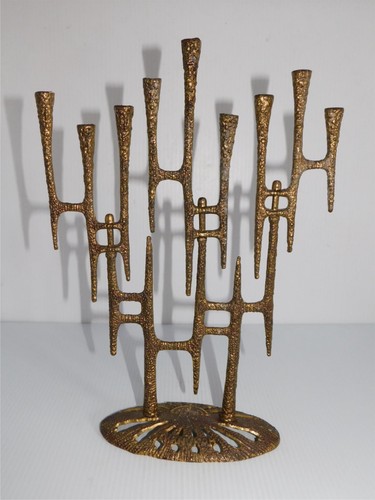 VTG ABSTRACT BRUTALIST WAINBERG MENORAH JERUSALEM CHANUKAH FOLDS MCM