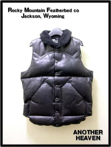 Used ROCKY MOUNTAIN ANOTHER HEAVEN Leather Down Vest Black M Size