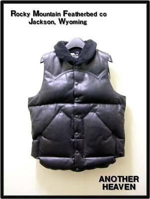 Used ROCKY MOUNTAIN ANOTHER HEAVEN Leather Down Vest Black M Size 38  Only100 | eBay