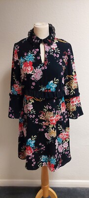 Floral Long Sleeves Limited Edition M&S Dress Size 8 Uk