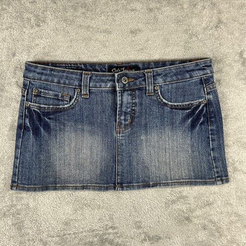 Minifalda de mezclilla Cielo Jeans Junior’s grandes pedrería bolsillos bordados Y2K - Imagen 2 de 9