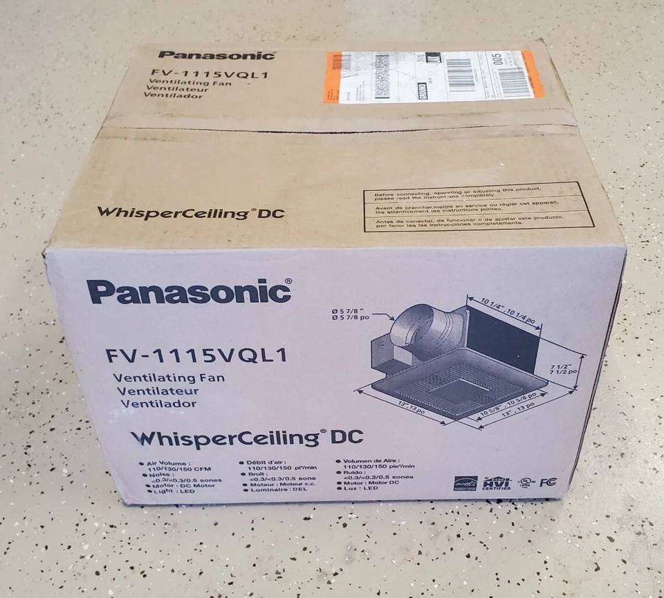 Panasonic FV-1115VQL1 WhisperCeiling DC+LED Pick-A-Flow 110-130-150 Bath Fan OB - Image 2 of 4