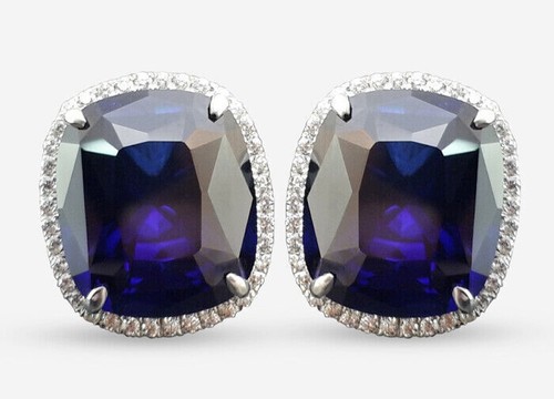 Zertifiziert 1.92ct Natürlich Rund Diamant 14k Weissgold Saphir Manschetten