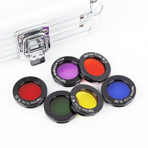 6pcs 1.25" Eyepiece Filters Sets Colored Planetary & Moon Telescope Filters Kit - Foto 1 di 5