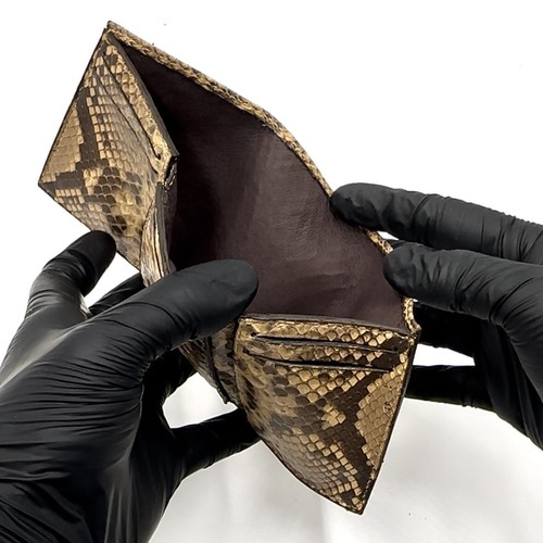 Mustard Yellow Python mens trifold wallet - Picture 4 of 24