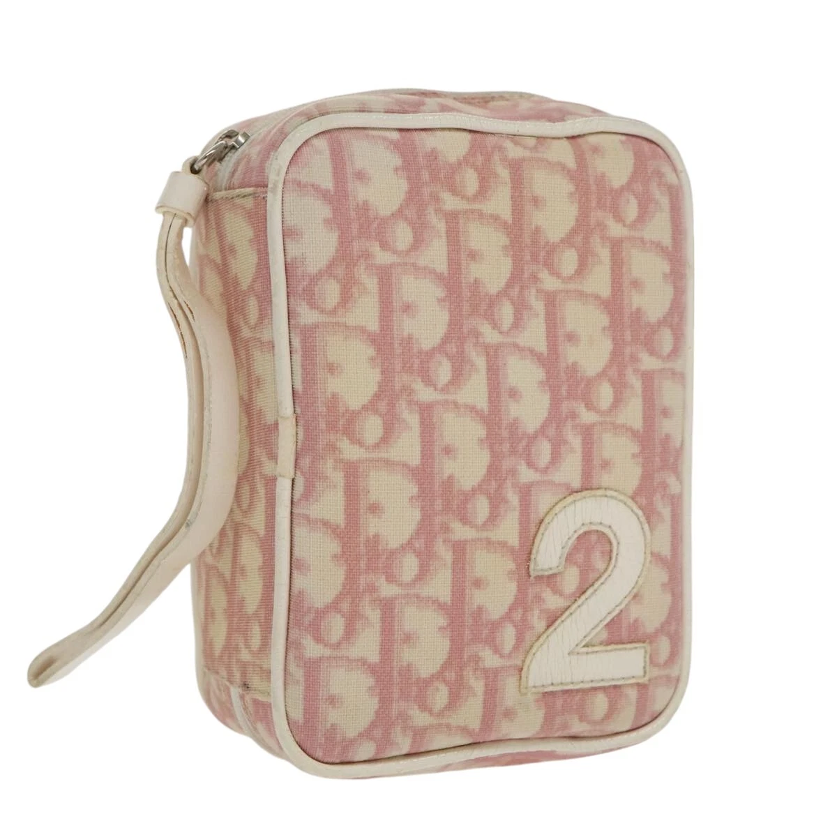 Christian Dior Trotter pochette toile PVC rose argent authentique bs19757