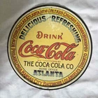 Vintage Coca-Cola Round Tin Sign 12" Delicious Refreshing Soda Pop Ad