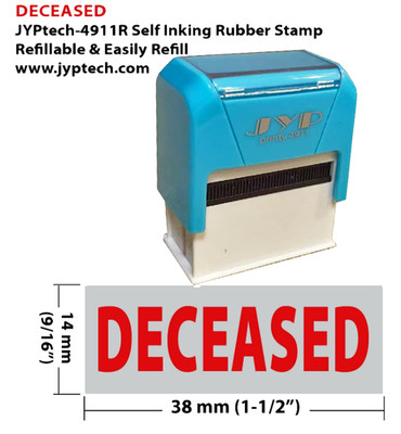 Deceased - JYP 4911R Self Inking Rubber Stamp (Red Ink)