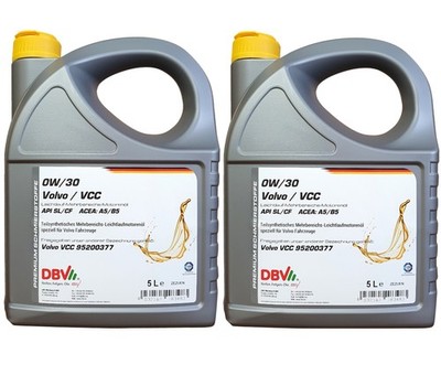 DBV 0W-30 für Volvo VCC A5/B5 Motoröl 2x5 = 10 Liter VCC 95200377 ACEA A5 B5
