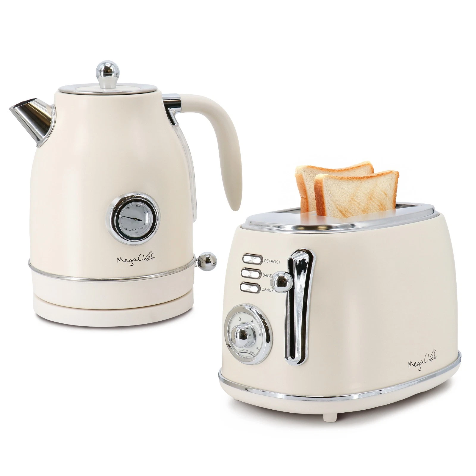 MegaChef 1.7 Liter Electric Tea Kettle and 2 Slice Toaster Combo
