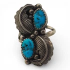 Turquoise Double Stone Ring 925 Sterling Silver Size 6 5.19g Vintage