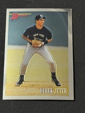 Derek Jeter Bowman Chrome 1993 (RC) Rookie Card Reprint 2002 Yankees HOF. rookie card picture