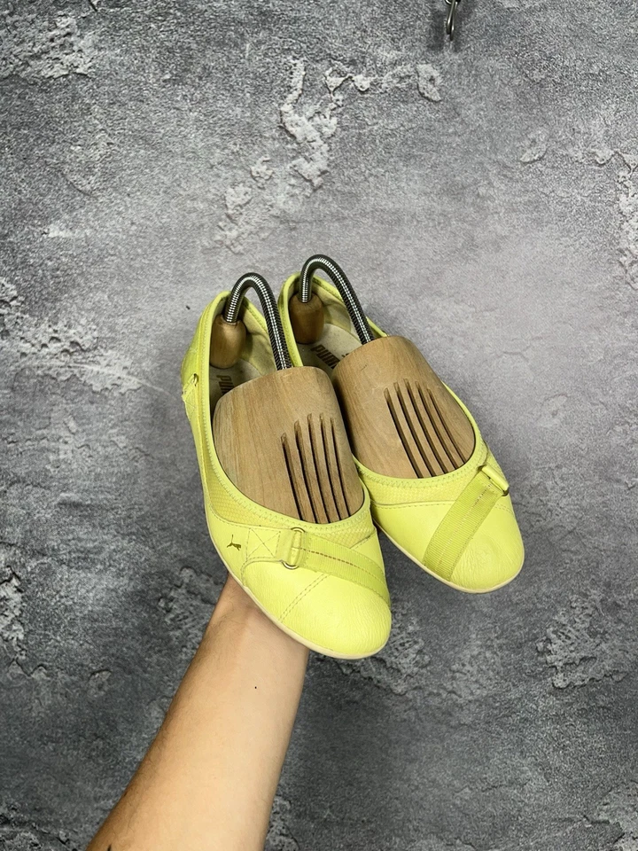 Vintage Hype Y2k Puma Leather Yellow Flats Ballets Shoes - Image 3 of 4