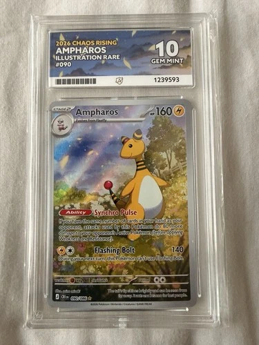 Ace Grading 10 Ampharos Illustration Rare 090/086 2026 Chaos Rising