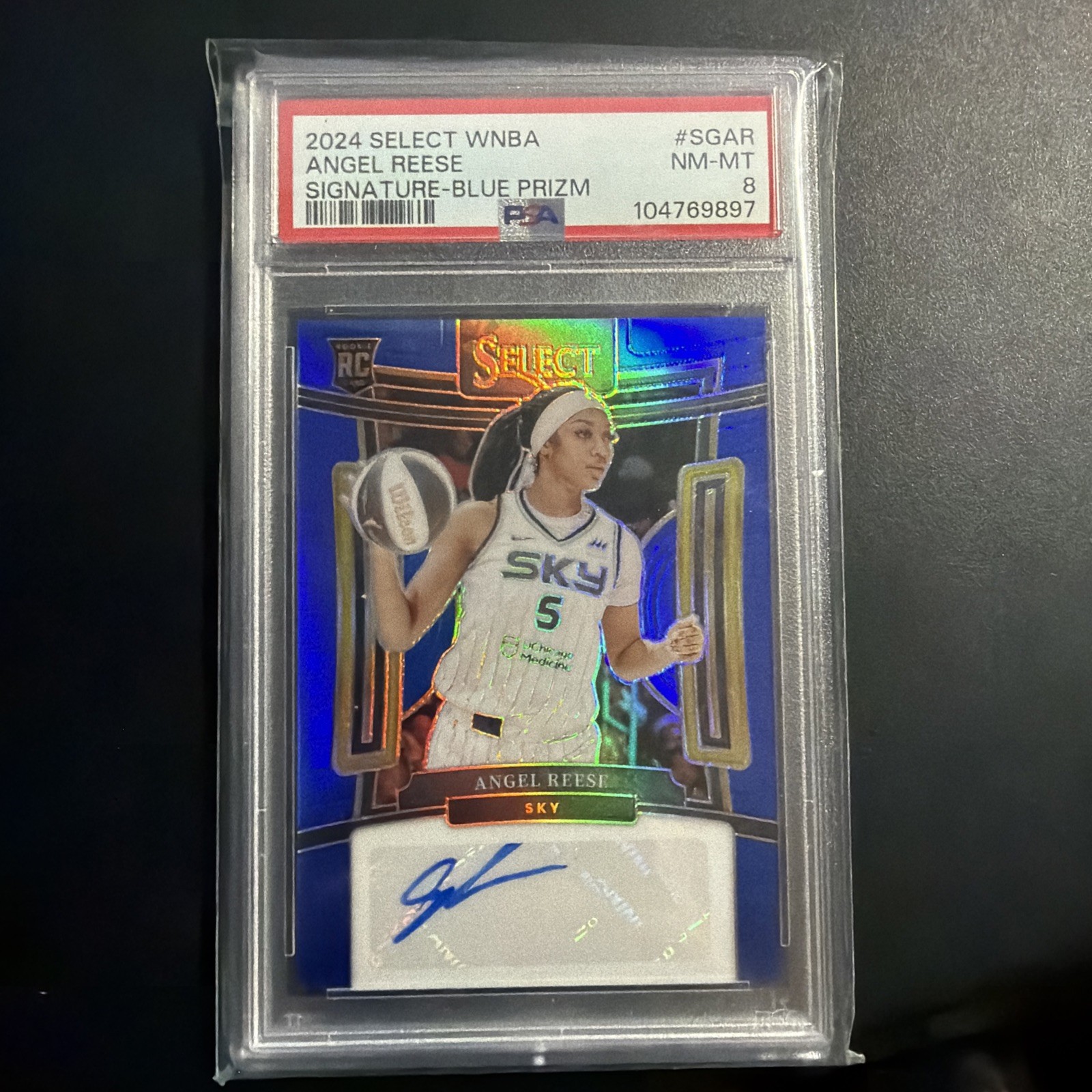 2024 Panini Select WNBA Signatures Angel Reese Auto Blue Rookie RC /49 PSA 8